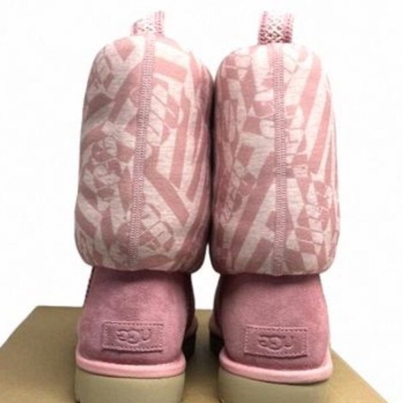 UGG UGG Classic Short Jersey Stripe Suede Pink Boots Valentines Day women 7 - Picture 3 of 6
